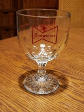 Vintage Budweiser Red Bowtie Logo Collectable Clear Glass Goblet picture