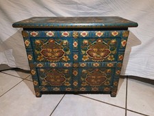 Vintage Tibetan Chinese Painted Dragon Cabinet Floral Asian Folk Art Furniture picture