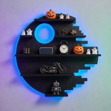 LED Floating Shelves for Game Room - Black Wall Decor Shelf, Perfect Gift for Bo picture