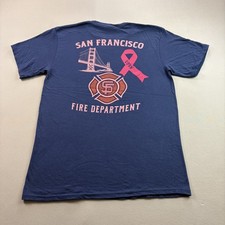 San Francisco Fire Dept T-Shirt Mens Medium Navy Blue SFFD Firefighter Cancer picture
