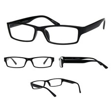 Mens 90s Classic Narrow Rectangular Black Plastic Rim Dad Eye Glasses  picture