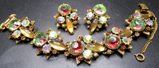 FLORENZA Watermelon Rhinestone Vintage Bracelet Earring Set picture