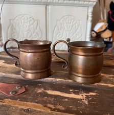 Vintage Gregorian Copper Mug Set of 2-Hand Hammered Solid Copper Mid-Century picture