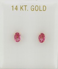 GENUINE 1.14 Cts PINK SAPPHIRE STUD EARRINGS 14K GOLD - Free Certificate - NWT picture