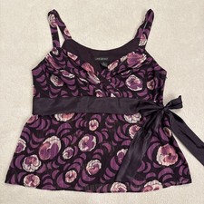 Vintage Y2K 2000s Lane Bryant Purple Floral Babydoll Top 16 picture