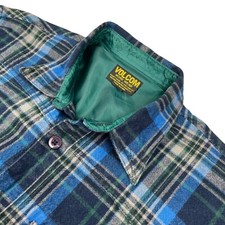 VTG Volcom Men's Flannel Work Shirt Blue/Green/Gray Plaid • Medium picture