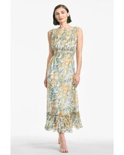 Sachin & Babi Anastasia SunshineTeal Bouquet Floral Midi Dress Size 12 $395 picture