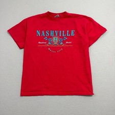 Vintage Nashville Tennessee Music City Shirt Men's Large Red 90s USA Country picture