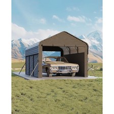 Metal Carport 10'x15'x9' Heavy Duty Steel Frame Enclosed Car Port  220g Tarp picture