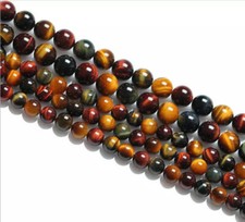 Multi-Color Tiger Eye Smooth Round Beads 4mm 6mm 8mm 10mm 12mm 15