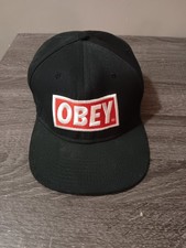 Obey Snapback Hat OSFA Black Embroidered Adjustable Red Box Logo Streetwear picture