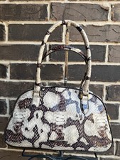 NWT $415 Brahmin Angie Feline Mythos Satchel leather neutral snake brown picture