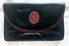 Vintage Trussardi Leather Clutch Black Burgundy Braided Made in Italy picture