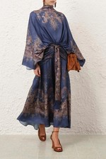 Zimmermann Valiant Batwing Gown in Navy Paisley  picture