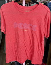 Spiritual Gangster Peace Womens M Regular Crew Neck Short Sleeve Graphic Tee Red picture