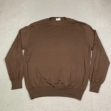 Brioni Sweater Mens 58 Cashmere Silk Brown Crewneck Brown EUC picture