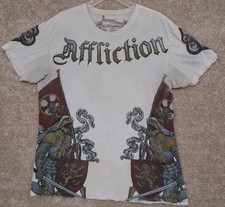 Affliction Men's Distressed Short Sleeve T-Shirt Large Grim Reaper Mall Print picture