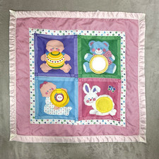 Fisher Price Baby Girl Tummy Time Play Mat Activity Blanket Satin Trim VTG 1983 picture