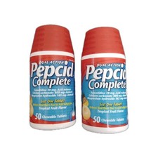 PEPCID COMPLETE 2 X 50 (100)  TROPICAL FRUIT FLAVOR  CHEWABLE TABLETS EX 09/2027 picture