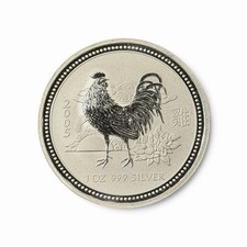 2005 Australia Lunar 1oz Silver Year of the Rooster Perth -  picture