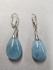 Jtv Blue Aquamarine Rhodium Over Sterling Silver Earrings 44mm picture