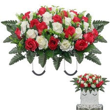 Artificial Cemetery Flowers Saddle,Cemetery Grave Decoration Headstone Flower... picture