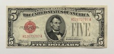 1928E $5 Red Seal United States Note Legal Tender US Currency Crisp picture