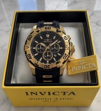 Invicta Speedway Men’s Chronograph Quartz Watch 50mm Black/Gold Silicone 30m picture