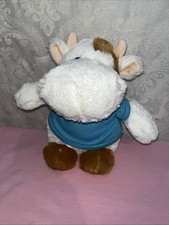 2016 Wishpets Chubby Vinny The White Cow w/ Brown Spots Wearing Hoodie Plush Toy picture
