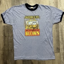 VTG 1980s Racing Ringer Tee Injection Is Nice But I'd Rather Be Blown Sz L picture