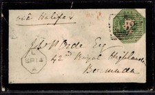 Early Mourning Bermuda Cover 1849 w/GB SG 55, 1S Brownish Grey & Postal Markings picture