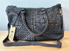 NWT Koret “Vintage” Double Strap Crossbody Gray  Studded Leather Handbag Purse picture