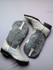 Vintage Cuadra Full Quill Ostrich Western Cowboy Boots Stone Gray Mens 8 New picture