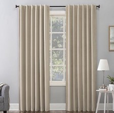 Sun Zero Amherst Velvet Blackout Curtain Panel Ecru 50x96 Thermal Noise Red NWT picture