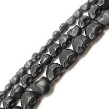 Black Howlite Turquoise Skull Beads 6x8mm 8x10mm 10x12mm 15.5