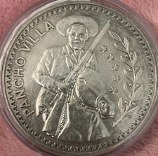 Vintage PANCHO Fransico VILLA 5oz SILVER 5oz CINCO ONZAS MEXICO Revolution HERO  picture