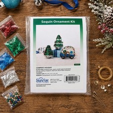 Vintage Sunrise Sequin Push Pin Ornament Craft Kit Campers Holiday Christmas picture