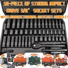 999/218/123/96/53/50 Pieces of Impact Socket Kit with Ratchet -3/8 Inch Drive picture