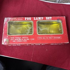 Vintage Two NIB Wide Range Rectangular Shaped Yellow Fog Lamp Set 12 Volt Kmart picture