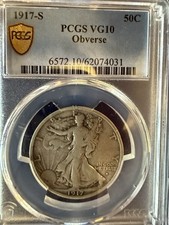 1917-S Walking Liberty Half Dollar 50c PCGS VG10 Obverse Rare🍒🍒🍒🍒❤️❤️❤️ picture