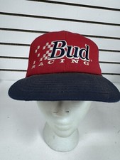 Vtg BUD Racing Cap Strapback Hat Made In USA King of Beer Budweiser Deadstock picture