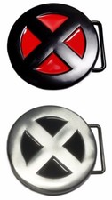 X-Men Logo Set of 2 Silver and Red Metal Belt Buckles picture