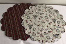 LONGABERGER HOMESTEAD RED & GREEN PLAID & TRIMMINGS REVERSIBLE PLACEMATS (2) picture