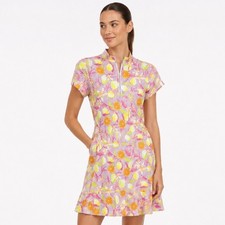 Tail Activewear Womens Citrus Floral Stripe Golf Dress Purple Pink Yellow Small picture