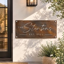 Personalized Aluminum Family Name Sign, Custom Outdoor House Plaque picture