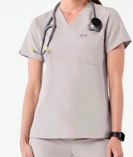 FIGS NWT Scrub Top Boulder Tan V Neck Catarina One Pocket Technical Collection L picture