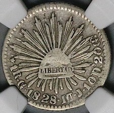 1828-Go NGC VF 20 Mexico 1 Real Guanajuato Mint Silver Coin POP 1/2 (26070303C) picture