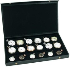 RJ Displays Black Pocket Watch Display Case Storage Box for 18 Pocket Watches... picture