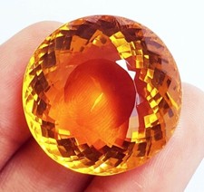 AAA+ 95.40 Ct. Large Yellow Citrine Round Cut Loose Gemstone Women for Pendant picture