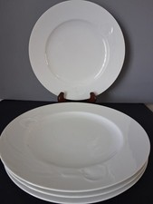 SET OF 4 MIKASA FINE CHINA CLASSIC FLAIR WHITE DINNER PLATES 10 3/4